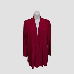 Susan Graver Liquid Knit Cardigan Sweater Top XS Red City Mature #47
